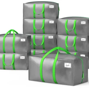 Lot de 10 sacs de demenagement grand format avec sangles et poignee gris