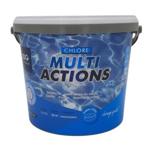 CHLORE MULTI-ACTIONS – Galets de 250 G- Seau de 5KG – EDG BY AQUALUX