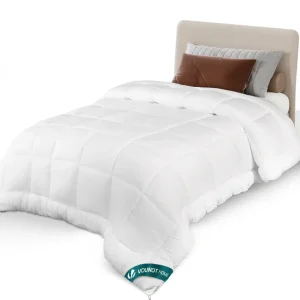 Couette temperee doux avec rembourrage polyester 300gsm 155x200cm blanc