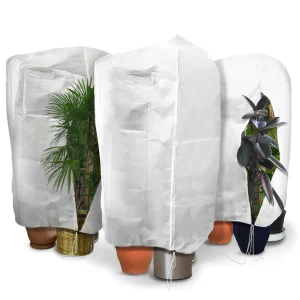 Lot de 3 Housse Hivernage Plante avec Cordon  et zipper Polypropylème 80g/m² 120x180cm blanc