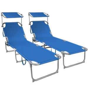 Transat pare soleil Lot de 2 pcs bleu