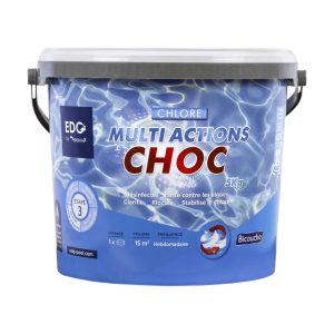 CHLORE MULTI ACTIONS CHOC BI-COUCHE – Galets de 250 Gr – Seau de 5 Kg – EDG BY AQUALUX