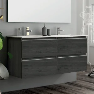 Meuble de salle de bain 140cm double vasque - 4 tiroirs - sans miroir - BALEA
