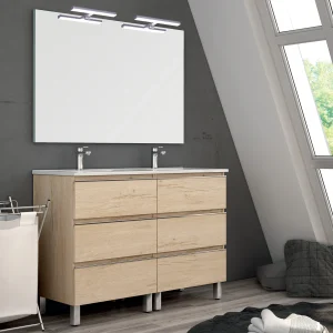 Meuble de salle de bain 120cm double vasque - 6 tiroirs - PALMA