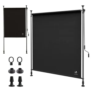 Store vertical sans percage extensible exterieur 120x310cm polyester anthracite